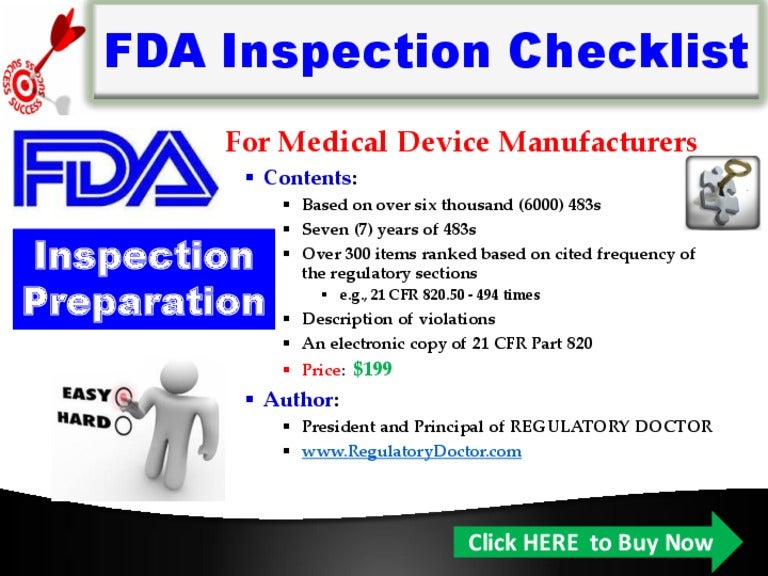 FDA Inspection Checklist for Medical Device and IVD Manufacturers