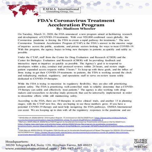 FDA’s Coronavirus Treatment Acceleration Program
