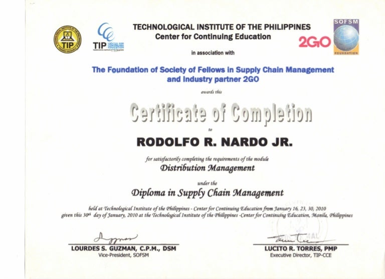 8. POST GRAD CERTIFICATE. DISTRIBUTION MANAGEMENT