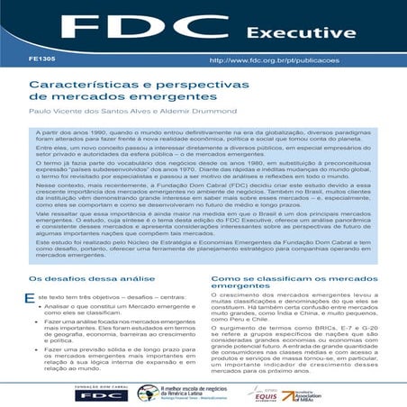 Características e perspectivas de mercados emergentes
