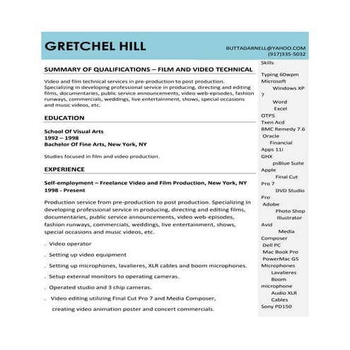 video and IT resume GRETCHEL HILL