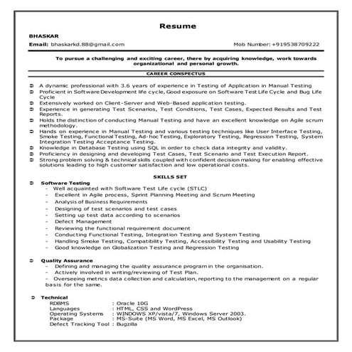 Bhaskar_SoftwareTesting_Bangalore