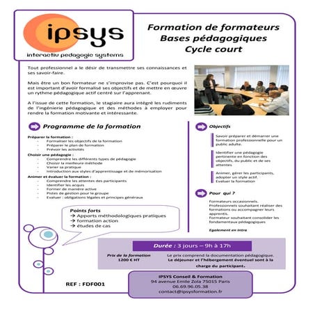 Formation de formateurs - Les bases pédagogiques