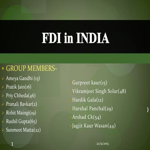 Foreign Direct Investment in India (FDI)