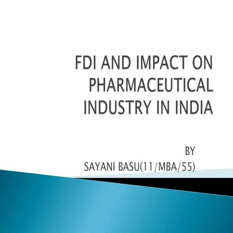 FDI IN PHARMACEUTICAL INDUSTRY IN INDIA | PPTX