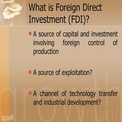 foreign direct investment in India (n) economy | PPT