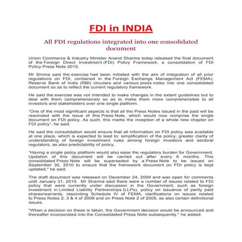 FDI & FII  in India 