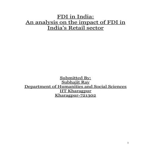 Fdiinindiaananalysisontheimpactoffdiinindiasretailsector 111031075256-phpapp0...