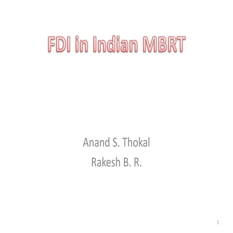Fdi in indian mbrt