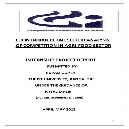 Fdi in indian retail sector analysis of competition in agri food sector