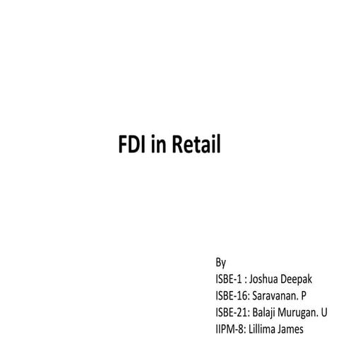FDI in retail in INDIA