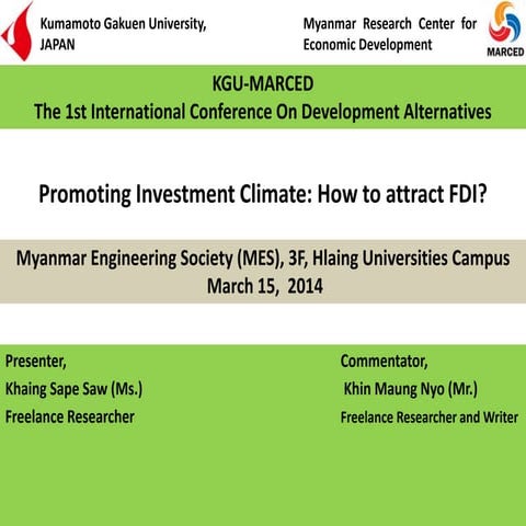 Foreign Direct Investment (FDI): Case Study on Myanmar