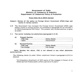 India Foreign Direct Investment FDI...