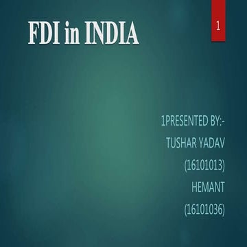 foriegn direct investment FDI in india 2001-2016