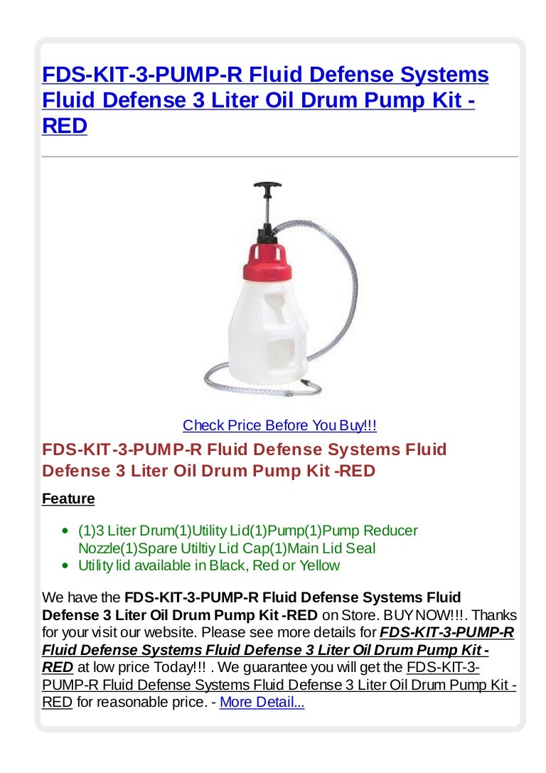 Fds kit3pumpr fluid defense systems fluid defense 3 liter oil drum…