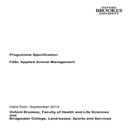FdSc Applied Animal Management