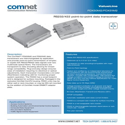 ComNet FDX50M2 Data Sheet