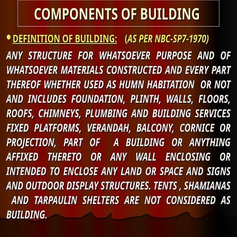 BASICS COMPONENTS OF BUILDING DRAWING FOR CIVIL ENGINEERS | PPTX