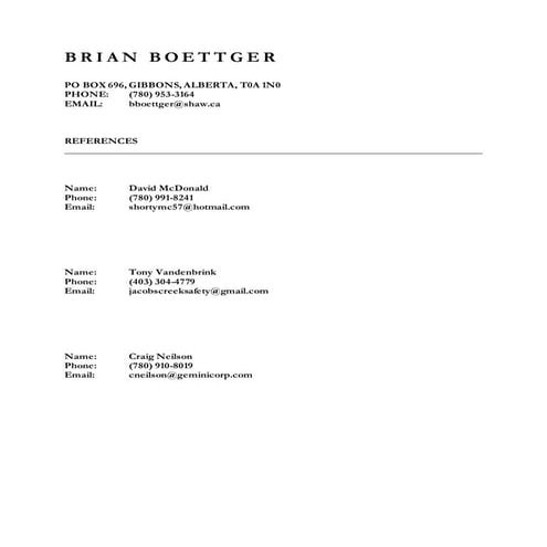 brian boettger references | DOCX