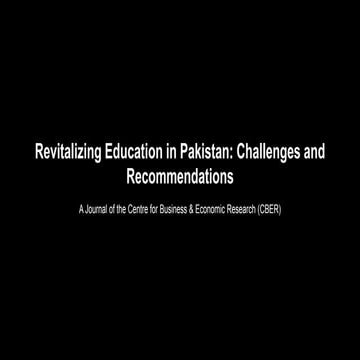 Challenge and Recommendations of Pakistan education sector