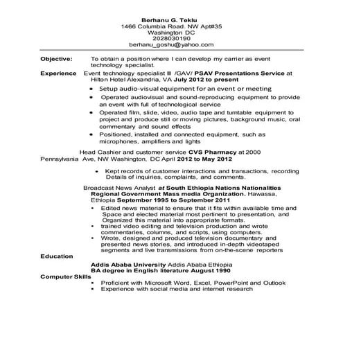 Thomas Hibbler Broadcasting Resume | DOCX