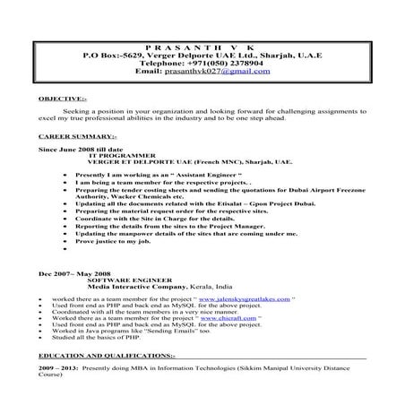 PRASANTH  RESUME