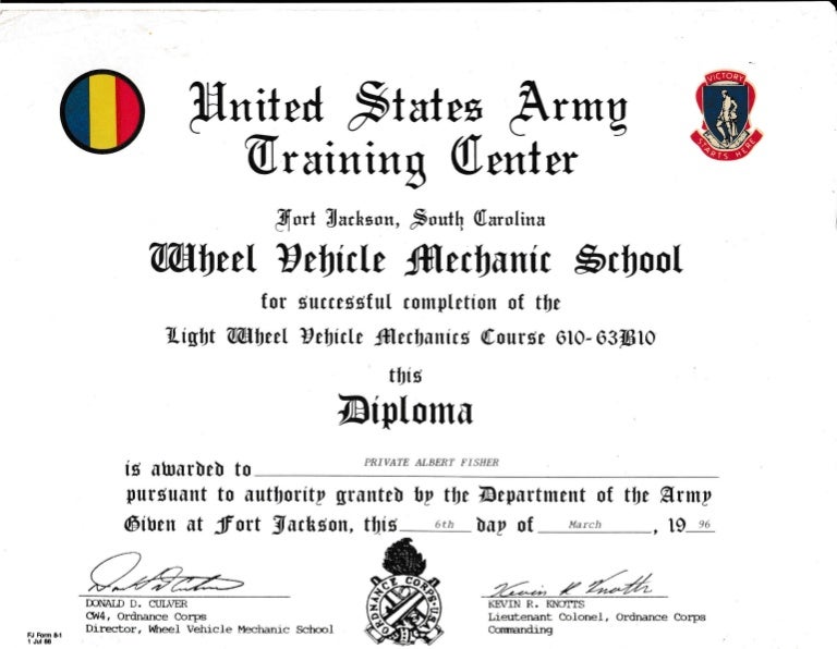 Wheel vehicle mechanic diploma