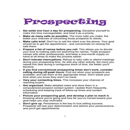 Prospecting Tips