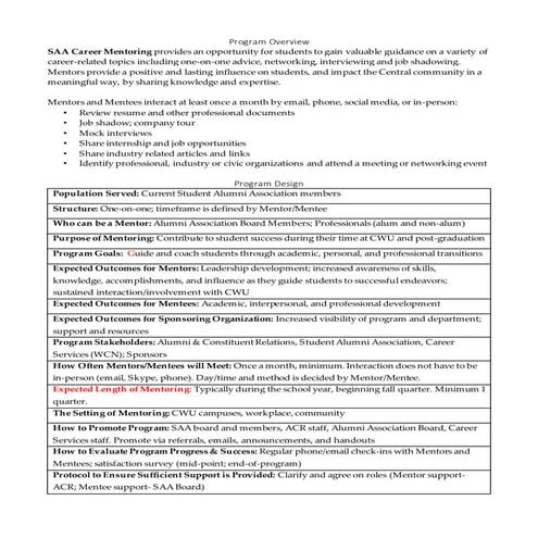 SAA Career Mentoring - Program Outline