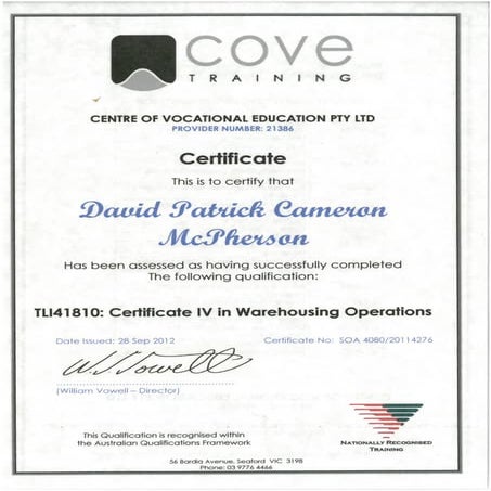 Cetificate4 logistics