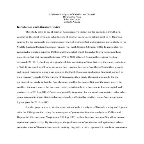 Effecst of Conflict on Growth