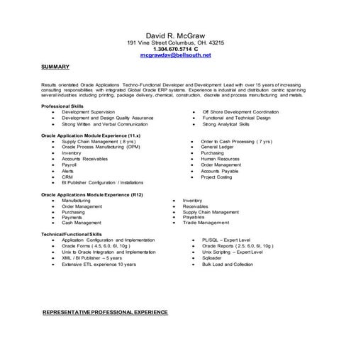 David McGraw resume 01092015