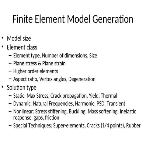 Comprehensive Guide to Finite Element Model Generation and Analysis ...