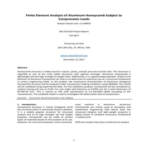 Finite Element Analysis of honeycomb using Abaqus