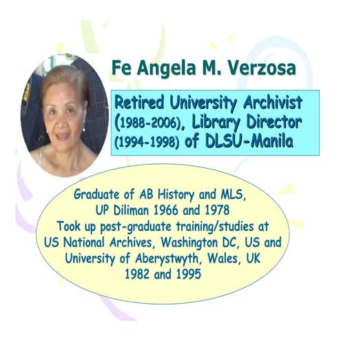Fe Angela M. Verzosa - Career highlights