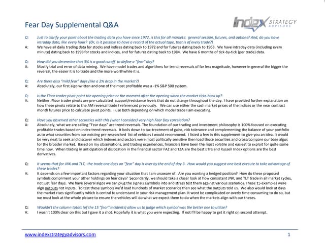 Fear Day Supplemental Q&A