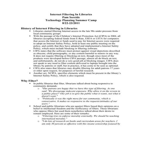 Fear of Filtering: The Reality of Internet Content Management (Soreide DOC)