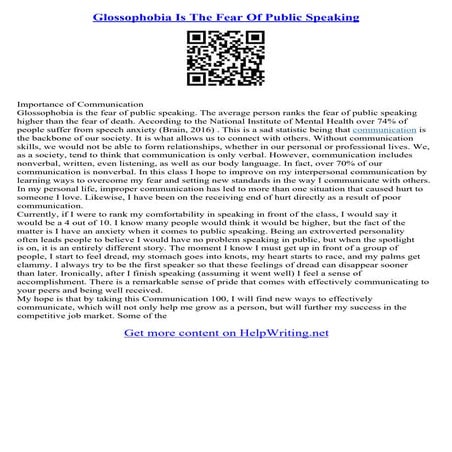 Fear Of Public Speaking Essay
