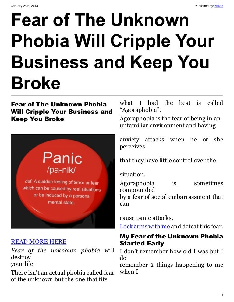 Fear of The Unknown Phobia Will Cripple Your Business and Keep You Br…