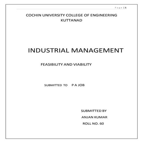 Feasibility and viability