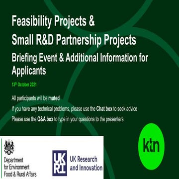 Farming Innovation Programme - Feasibility Projects & Small R&D Partnership P...