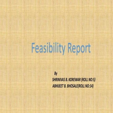 Feasibility report -basic concepts with example