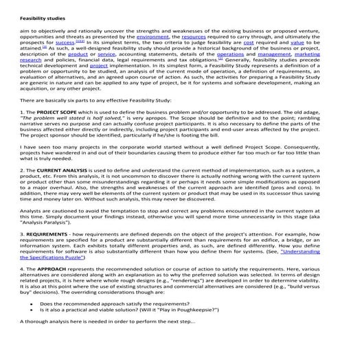 Feasibility studies