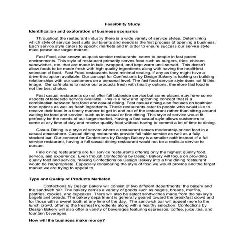 Feasibility Study- Bakery