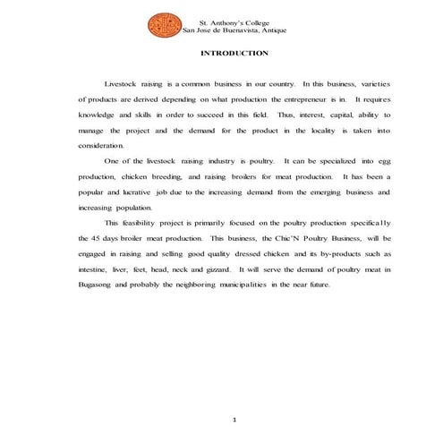 Feasibility study about Poultry Business