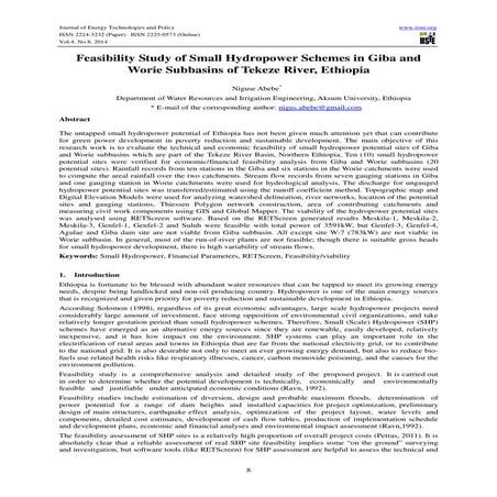 Feasibility study of small hydropower schemes in giba and