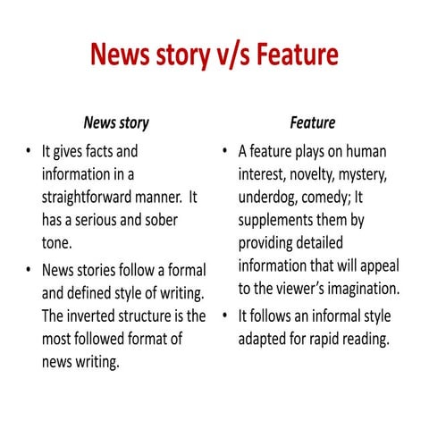 News vs feature