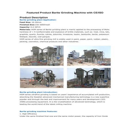 Featured product barite grinding machine with ceiso