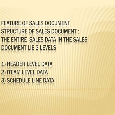 Feature of sales document