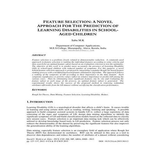 Feature selection a novel